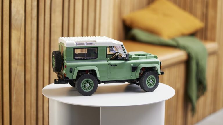 A Lego Land Rover Defender Brick can be put together