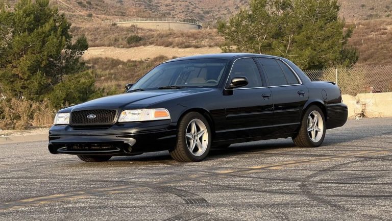 A Ford Crown Victoria with a Mustang Cobra engine was found in a trailer this morning