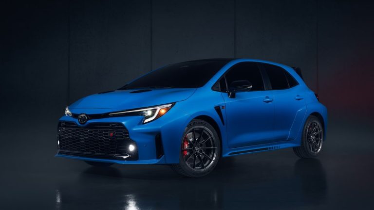 The new colour for the 2024 Toyota GR Corolla, Blue Flame, is gorgeous