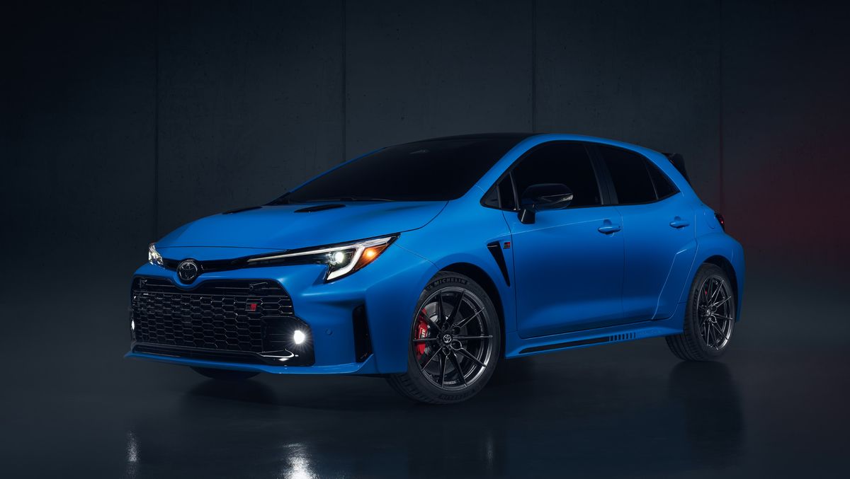 The new colour for the 2024 Toyota GR Corolla, Blue Flame, is