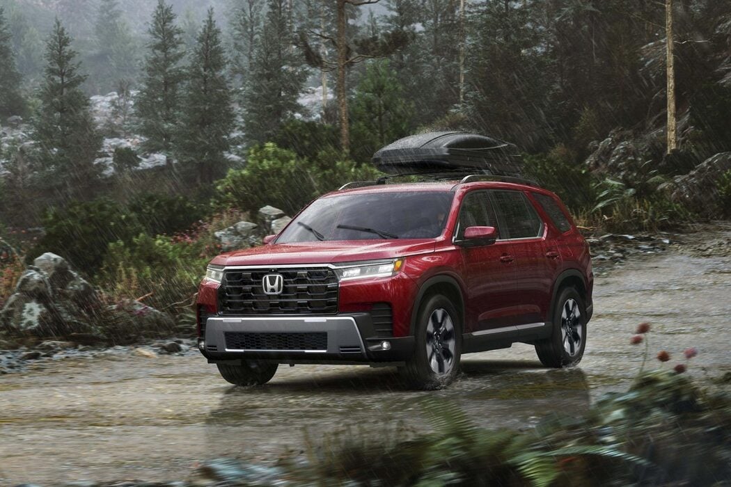 2026 Honda Pilot SUV parked in a scenic outdoor setting, featured in Honda Pilot Review