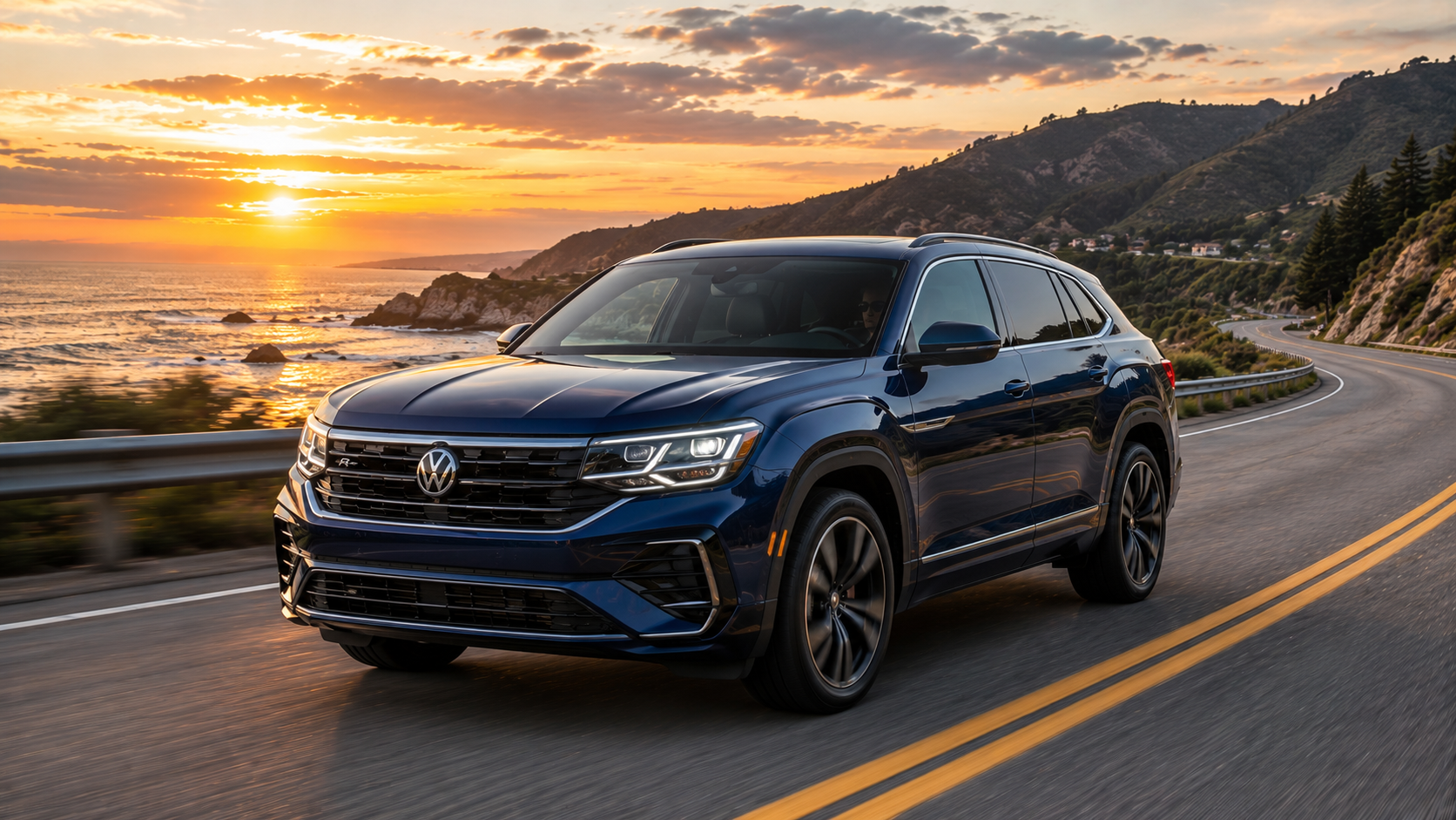 2026 Volkswagen Atlas Cross Sport parked outdoors, showing its coupe-styled roofline