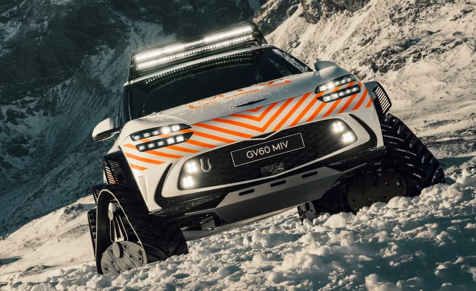 Genesis Makes The GV60 EV Into A Snowmobile So That It Can Be Used For Mountain Rescues