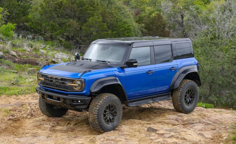 Parts of the 2024 Ford Bronco Raptor are painted black as part of a new style package