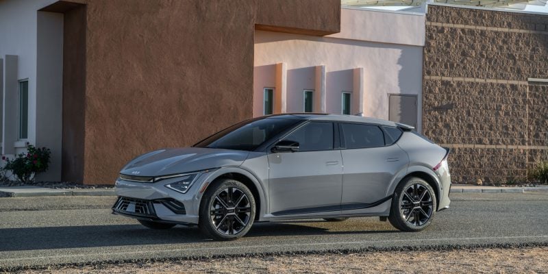 2026 Kia EV6 electric SUV exterior front three-quarter view