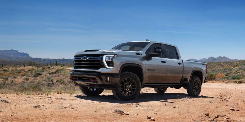 2026 Chevrolet Silverado 2500HD Z71 parked off-road in desert landscape