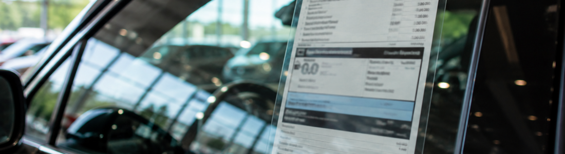 Destination charge listed on a new car window sticker