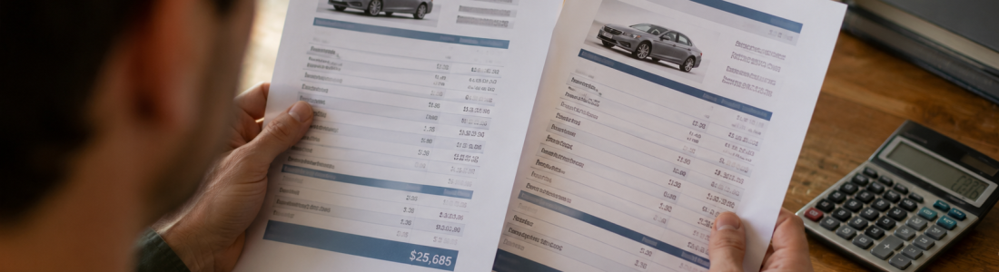 Invoice price vs. market price comparison using two vehicle price sheets