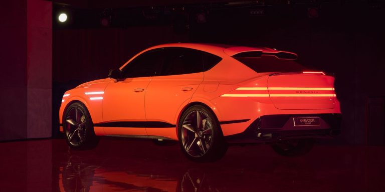 The GV80 Coupe Concept from Genesis is Bright Orange and is ready to be made