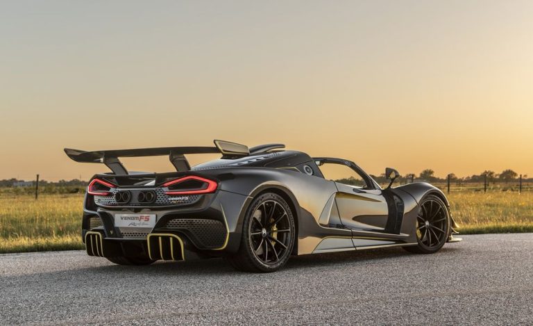 The track-ready Hennessey Venom F5 Revolution Roadster Venom is roofless