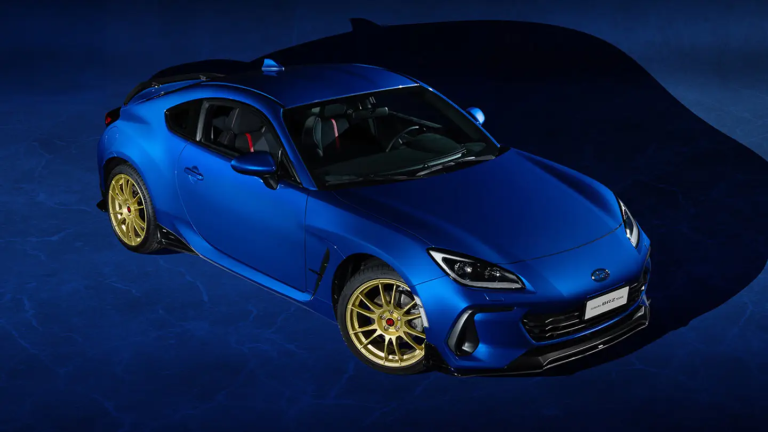 The Subaru BRZ Touge Edition has beautiful gold wheels that look like they belong on an STI