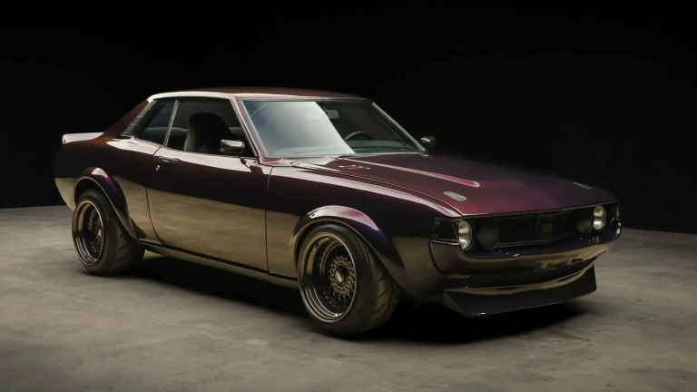 The best JDM music is packed into a midnight purple 1977 Toyota Celica with an S2000 engine