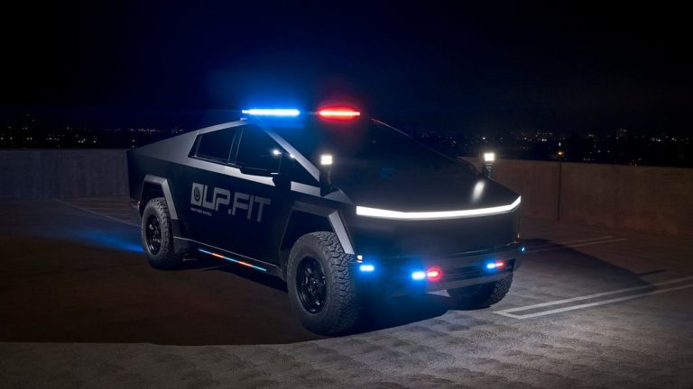 I’m cosplaying Robocop in a Tesla Cybertruck and new police gear